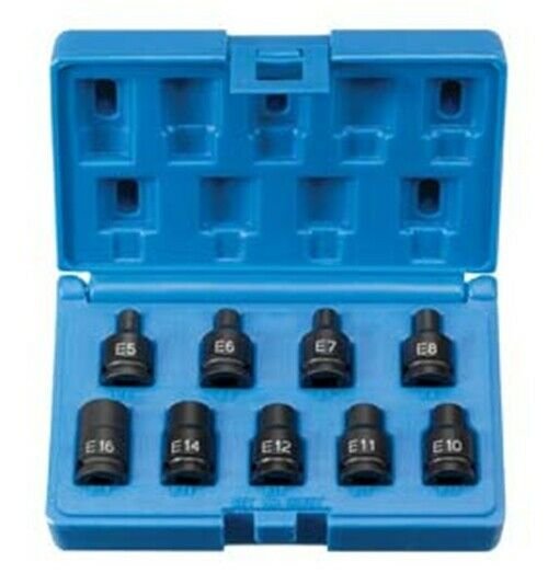 GREY PNEUMATIC 3/8" Drive 9 Piece ExternalStar Impact Socket Set GY1219ET