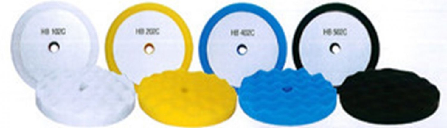 HI-TECH INDUSTRIES Yellow Medium Cut  Hi Buff 9"Waffle Polish Pad (2 Pack) HTHB2