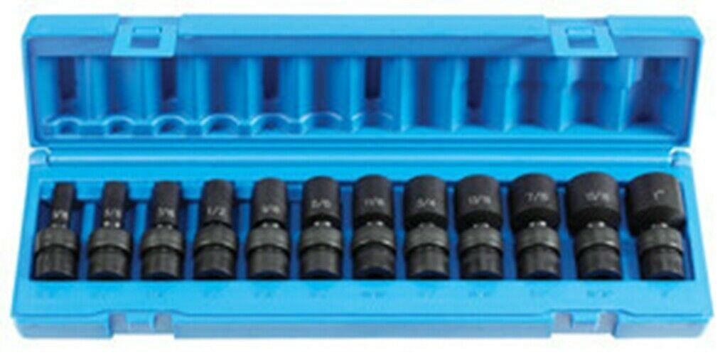 GREY PNEUMATIC 3/8" Drive SAE Universal SemiDeep Impact Socket Set GY1212USD