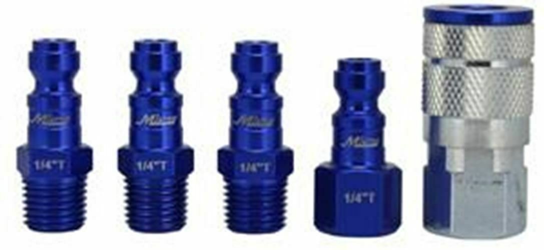 MILTON 5 Piece T-Style 1/4" NPT BlueColorFit Coupler & Plug Kit MIS-305TKIT