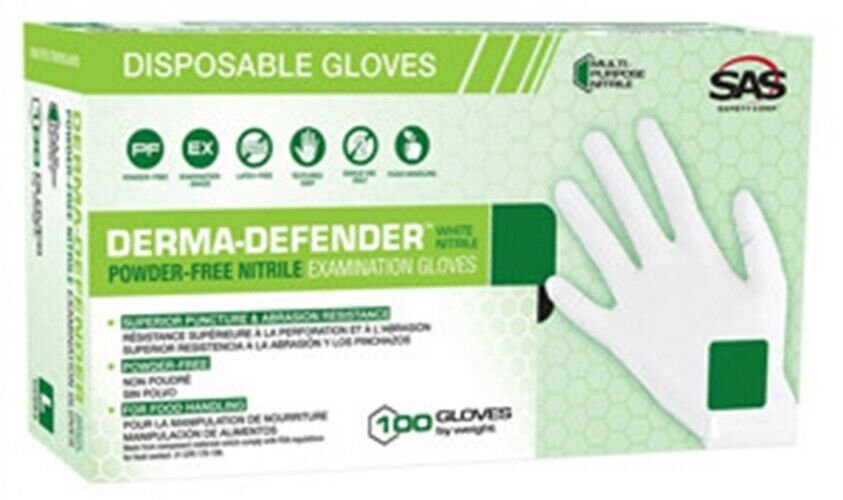 SAS SAFETY CORP Derma Defender Large Skin FeelNitrile Gloves SS66563