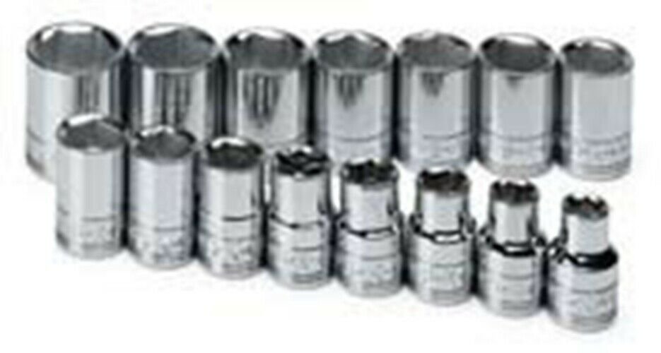 SK HAND TOOL 15 Pc 1/2" Dr Deep MetricChrome Socket Set SK1955