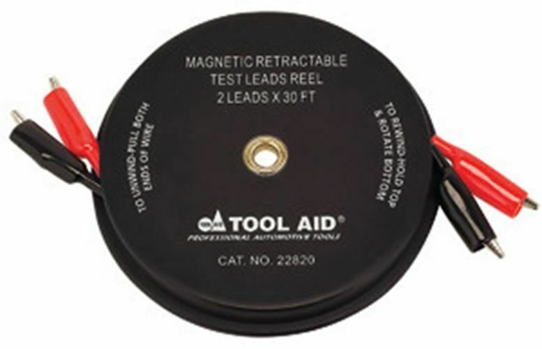 S & G TOOL AID Magnetic Retractable TestLeads Reel-2 Leads x 30' TA22820