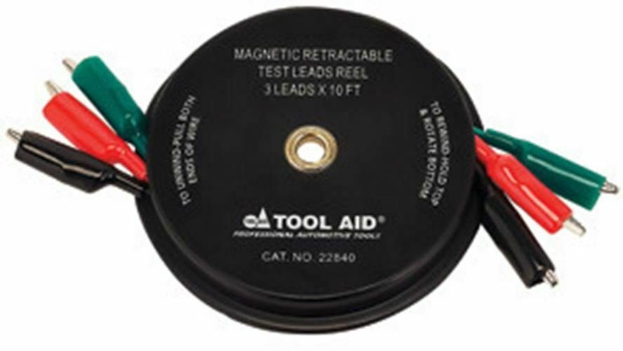 S & G TOOL AID Magnetic Retractable TestLeads Reel-3 Leads x 10' TA22840