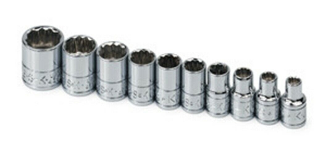SK HAND TOOL 10 Piece 12 Point StandardFractional Socket Set 1/4" Dri SK4946