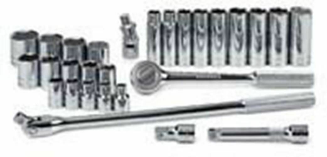SK HAND TOOL 28 Pc Mix 1/2" Dr 6 Pt ChromeSocket Set SK4128-6