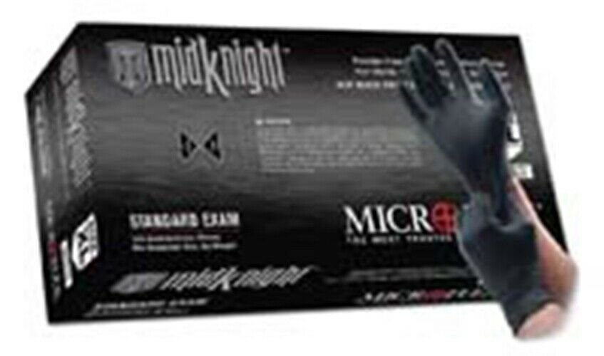 MICROFLEX MidKnight Black NitrilePowder Free Gloves Medium MXMK296M
