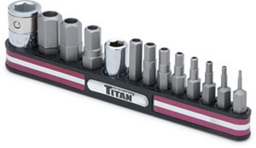 TITAN Tamper Resistant SAE Hex BitSet on Magnetic Rail TN16135
