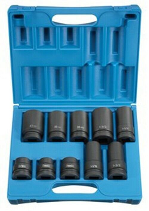 GREY PNEUMATIC 1" Drive 10 Piece TruckWheel Impact Socket Set GY9153