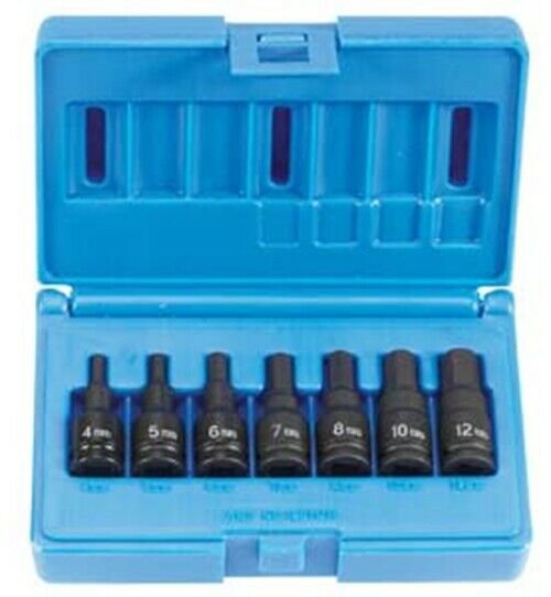GREY PNEUMATIC 3/8" Drive 7 Piece Hex DriverMetric Set GY1297MH