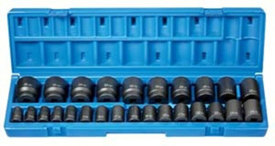 GREY PNEUMATIC 1/2" Drive 12 Point 26 PieceStandard Length Metric Set GY1726M