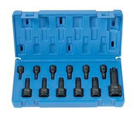 GREY PNEUMATIC 12 Piece 1/4" 3/8" 1/2" TamperProof Star Driver Set GY1235TT