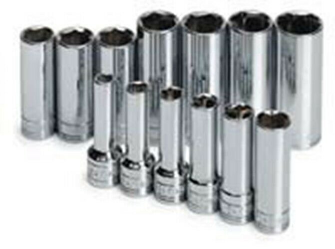 SK HAND TOOL 13 Piece 6 Point Deep/LongMetric Socket Set 3/8" Drive SK1863