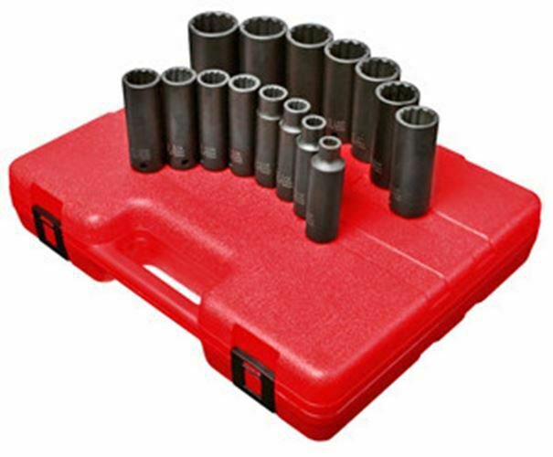 SUNEX TOOL 15 Piece  1/2" Drive 12 PointDeep Impact Socket Set SU2670
