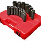 SUNEX TOOL 15 Piece  1/2" Drive 12 PointDeep Impact Socket Set SU2670