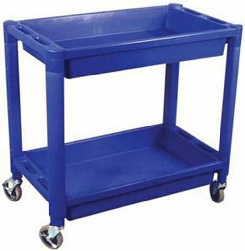ASTRO PNEUMATIC Heavy Duty Plastic 2 ShelfUtility Cart - Black Color AO8330