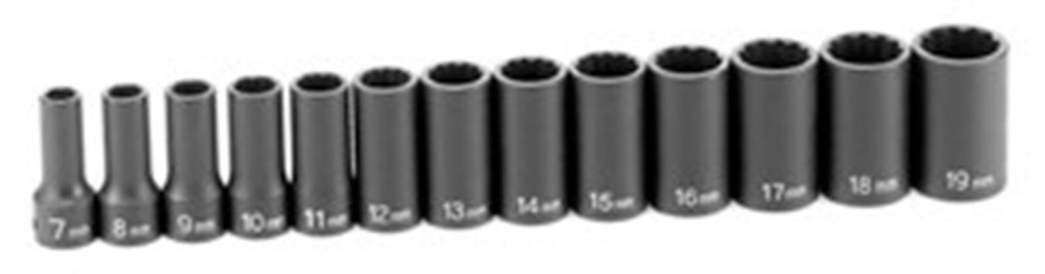 GREY PNEUMATIC 3/8" Drive 13 Piece Semi-DeepMetric Set  12 Point GY1203MSD