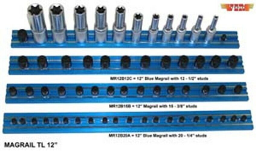 VIM TOOLS Magrail TL 16" Long 16-1/2"Blue Studs VMMR16B16C