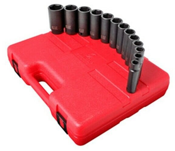 SUNEX TOOL 13 Piece 1/2" Drive Impact SAEDeep Socket Set SU2651