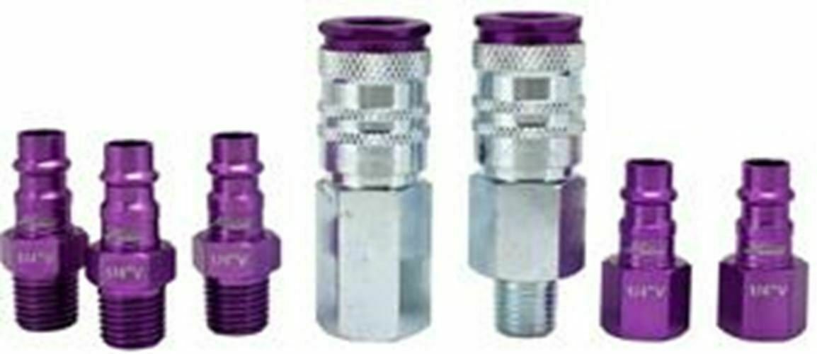MILTON 7 Piece Hi-Flo V-Style 1/4"NPT Purple ColorFit-Mega-Flow MIS-307VKIT
