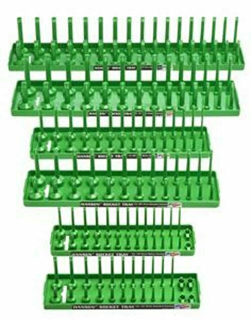 HANSEN GLOBAL  INC. Six Piece Green Socket TraySet Deep & Regular SAE/Metric HR9