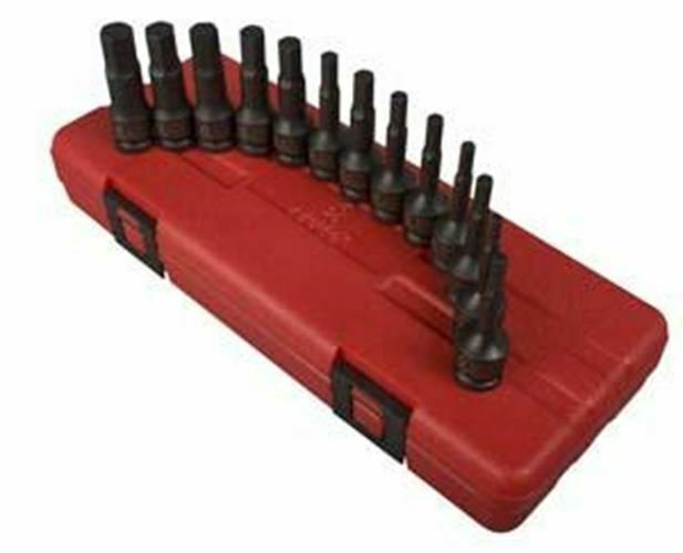 SUNEX  TOOL 13Pc 3/8" Dr Fractional &Metric Hex Impact Driver Set SU3649