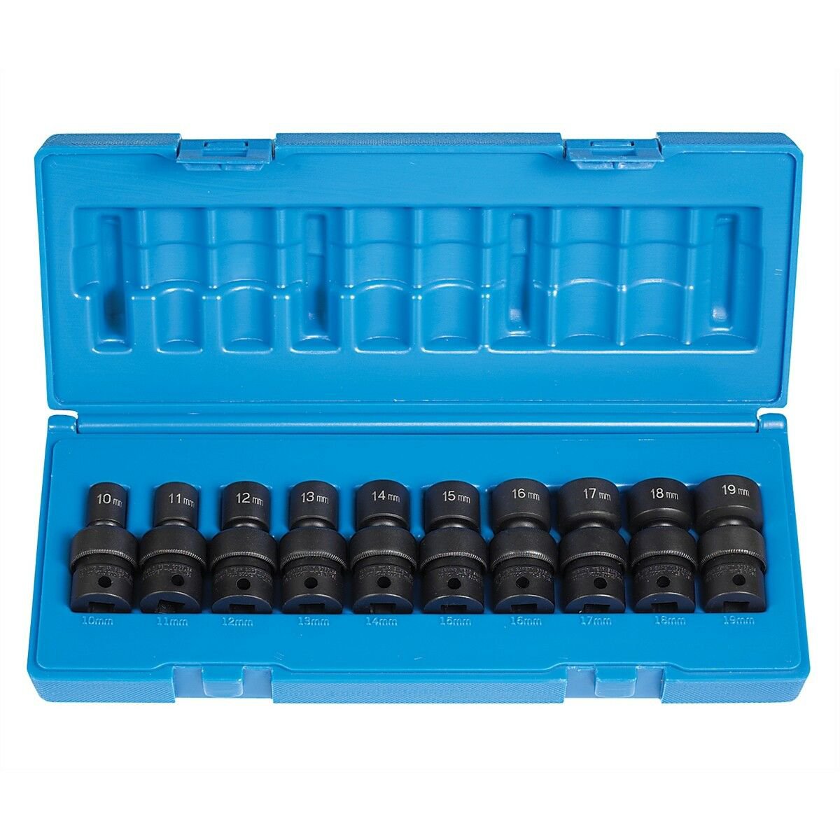 Grey Pneumatic 1610UM 3/8" Drive 12 Pt Shallow Metric Swivel Impact Socket Set