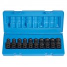 Grey Pneumatic 1610UM 3/8" Drive 12 Pt Shallow Metric Swivel Impact Socket Set