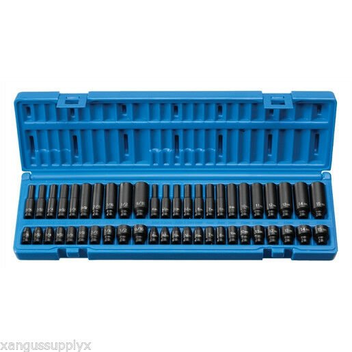 Grey Pneumatic 9748 1/4" Drive Metric and SAE Shallow and Deep Impact Socket Set