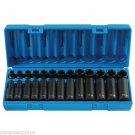 GP 1226M  3/8" Drive 6 Point Standard and Deep Metric Impact Socket Set  Black