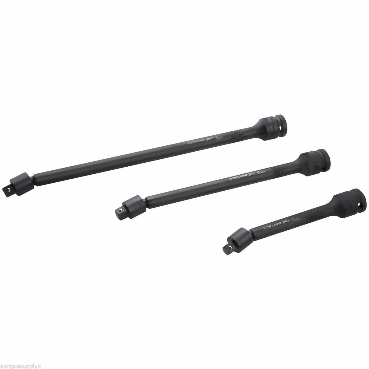 Steelman 79989 1/2" to 3/8" Socket Swivel Head Extension Kit 6" 9" 12"