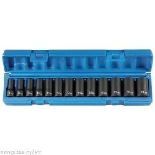Grey Pneumatic 13 Piece 3/8" Drive Semi Deep 6 Point Metric Impact Socket Set