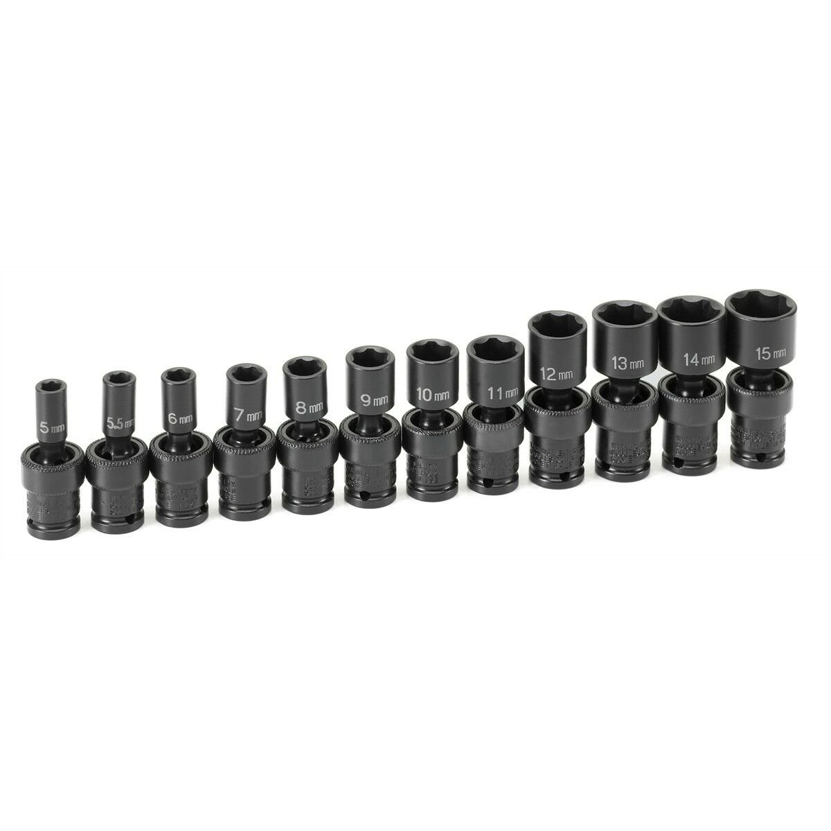 Grey Pneumatic 1/4" Surface Drive Metric Standard Universal Impact Socket Set