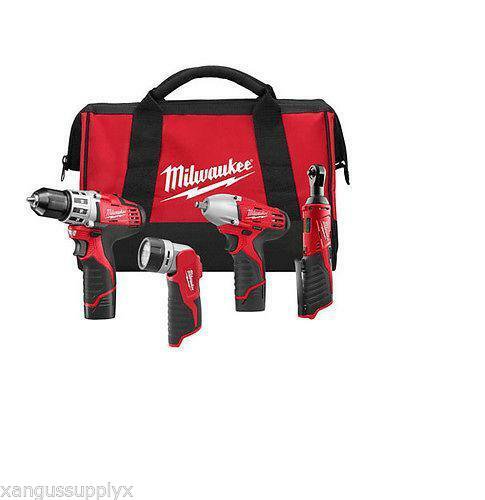 Milwaukee 2493-24 M12 3/8" Impact Wrench Drill Driver 1/4" Ratchet Combo Kit