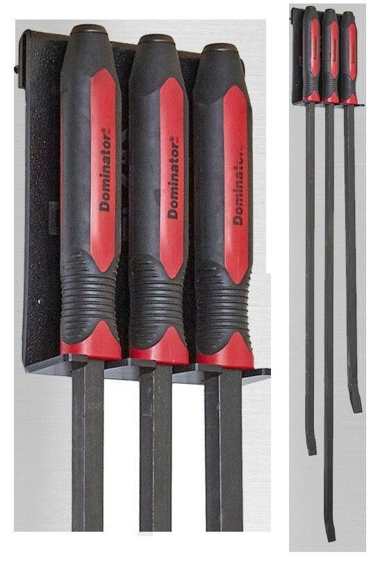 Mayhew 14068 3 Piece 44" 48" 52" Dominator HD Pry Bar Set and Storage Rack Rack