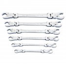 GearWrench 89101D Ratcheting Jaw Open End Flex Head Flare Nut Wrench Set Metric