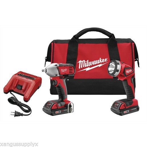 Milwaukee 2693-22 M18 Volt Cordless 3/8" Drive Compact Impact Wrench Combo Kit