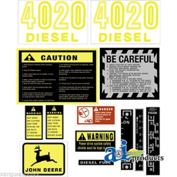 John Deere 4020 Diesel Tractor Hood Decal Set JD4020