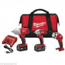 Milwaukee M18  Cordless 1/2" and 3/8" Drive Impact Wrench Combo Kit 2 Batteries