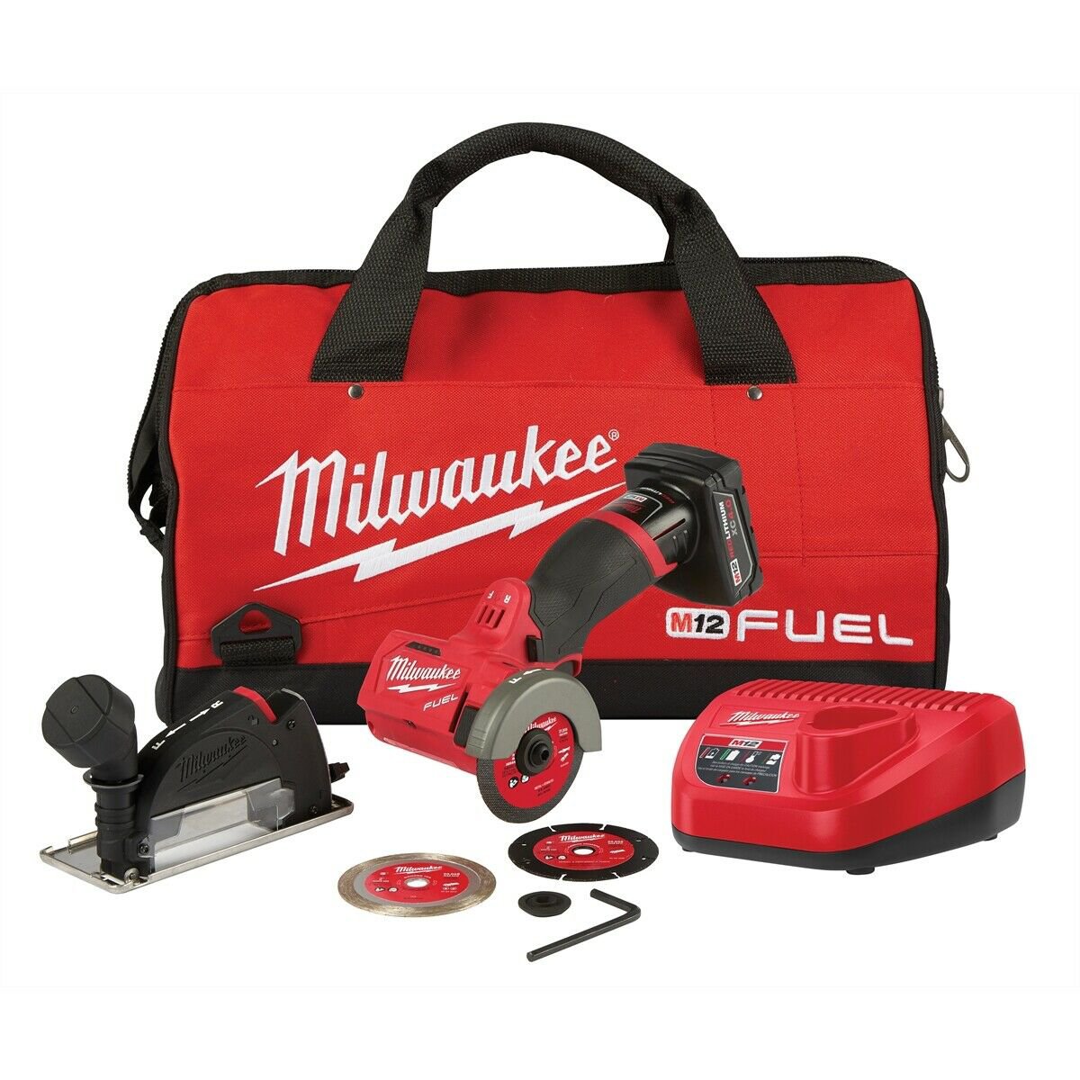 Milwaukee 2522-21XC M12 FUEL 3" Compact Cut Off Tool Kit For Steel Metal Tile