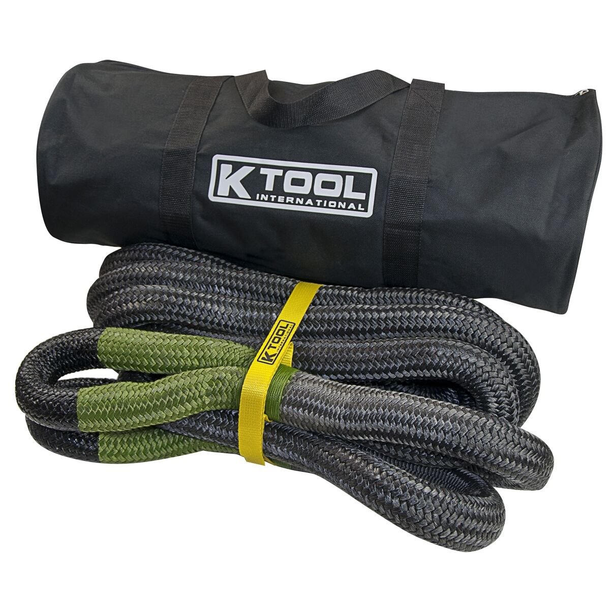 K Tool Double Braided Nylon Off Road Recovery Tow Rope / Strap with Storage Bag