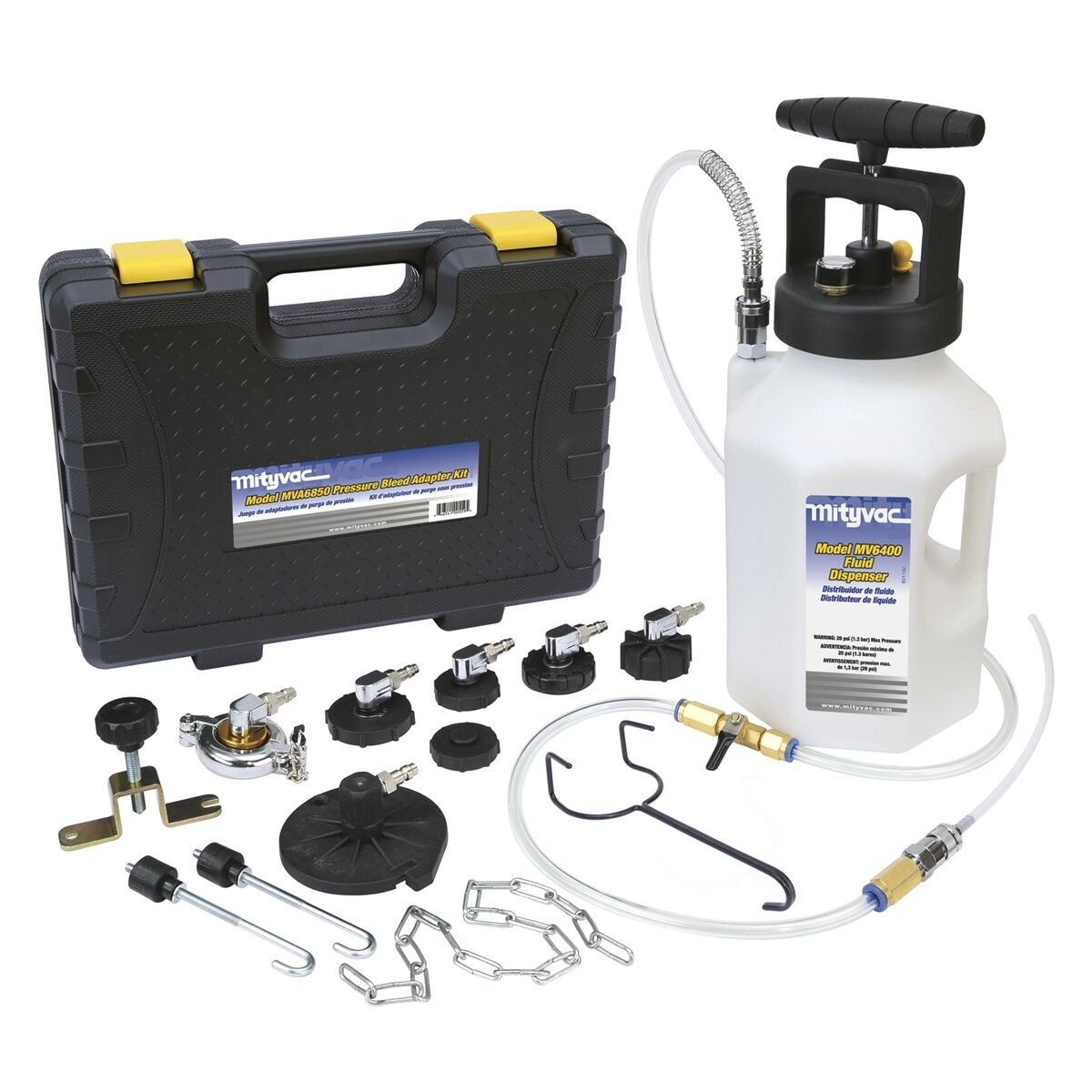 Mityvac MV6840 Brake and Clutch Pressure Bleeder Pump System Kit With Adapters