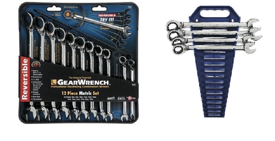 Gearwrench 9620 12 Piece Metric Reverse Ratcheting Wrench Set With Completer Set