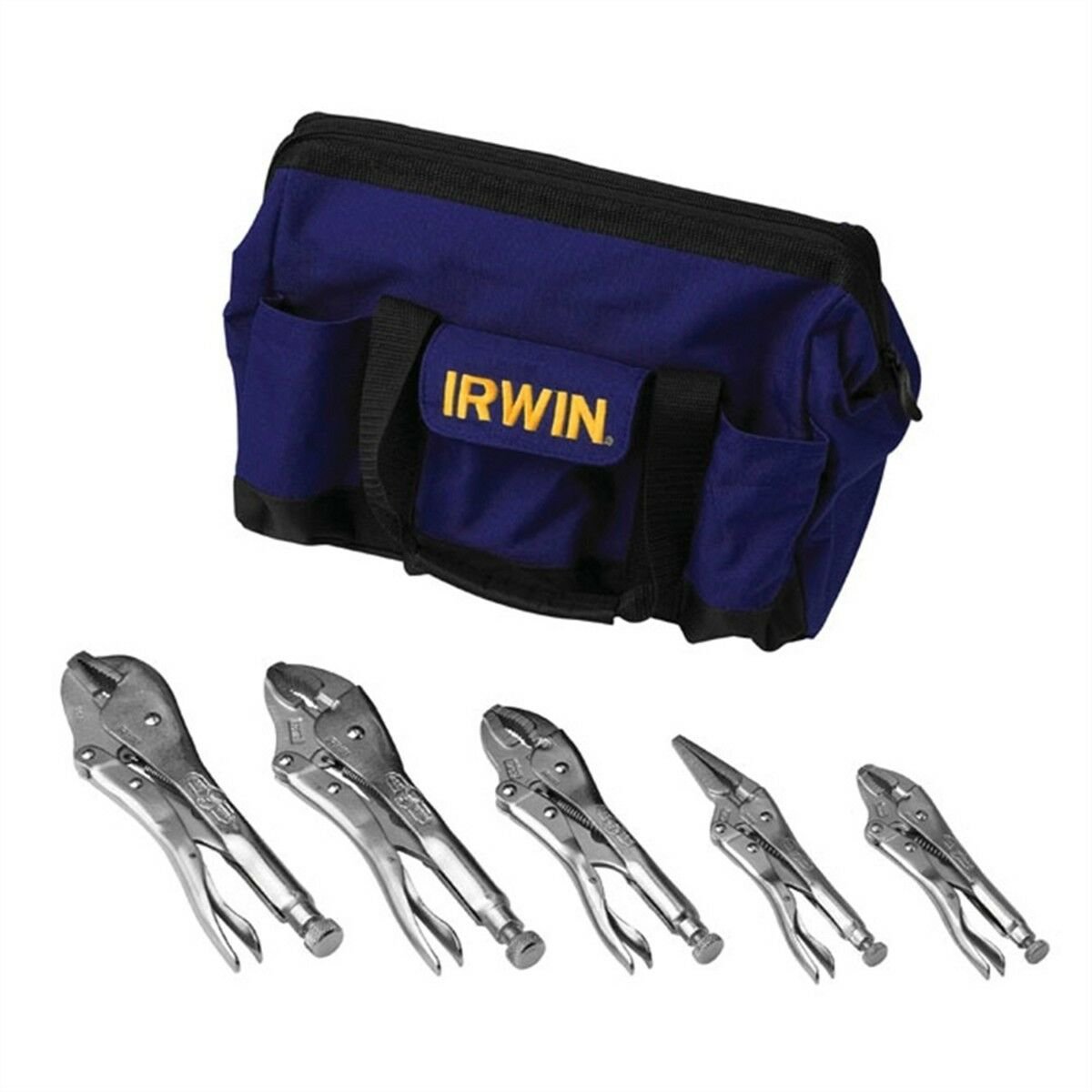 IRWIN VISE GRIP 2077704 Locking Pliers Set Straight Long Nose With Storage Bag