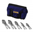 IRWIN VISE GRIP 2077704 Locking Pliers Set Straight Long Nose With Storage Bag