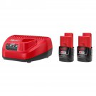 Milwaukee 48-11-2432P M12 3.0 BATTERY STARTER KIT WITH 2 BATTERIES AND CHARGER