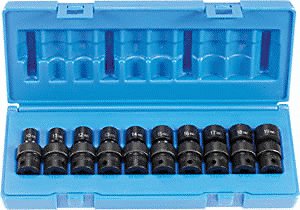 New Grey Pneumatic10 Piece 3/8" Drive Universal Swivel Metric Impact Socket Set