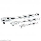 GearWrench 3 Piece Mixed Ratchet Wrench Set 1/4" 3/8" 1/2" Inch Drive 120xp