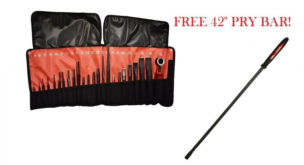 Mayhew 60240 24 Piece Punch and Chisel Set with Free 42" Pry Bar MADE IN THE USA