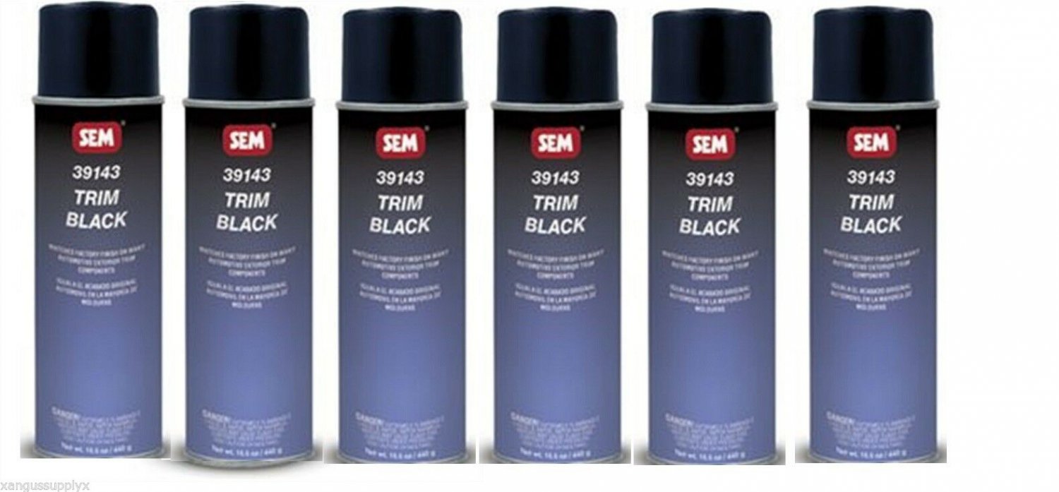 SEM 39143 Trim Paint Fast Dry Flat Black Aerosol 15.5 oz 39143  - Pack of 6